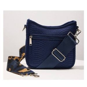preneLOVE Navy Croc Crossbody Bag